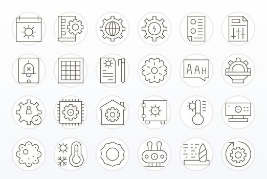 24 píxel optimizado íconos temática alrededor ajustes en retina Listo Delgado línea formato vector