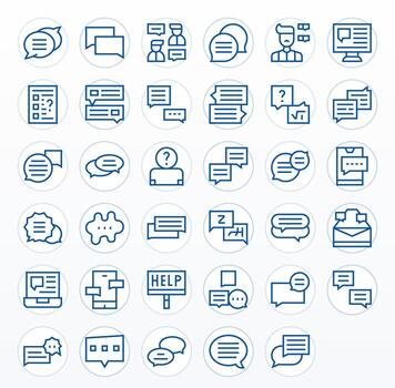 35 Pixel Aligned Icons themed around Support Ticket in 64x64 Regular Line format vector