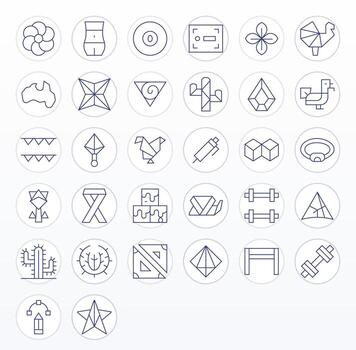 32 Thin Line PIXEL Perfect 256x256 Icons from Shape Suite vector
