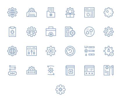 25 regular línea íconos desde configuración en retina Listo cuadrícula equipado calidad vector