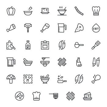 35 Icons for Ingredient optimized in Display Perfect 128x128 Regular Line resolution vector