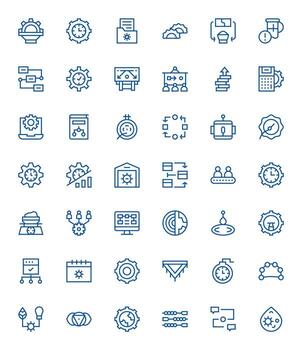 proceso escalable conjunto presentando 42 píxel optimizado regular línea alto resolución íconos vector