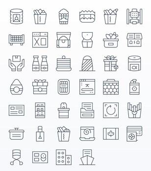Box Icon Repository containing 40 Thin Line 256x256 PIXEL Perfect graphics vector