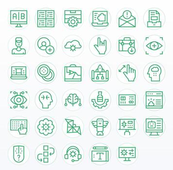 software escalable conjunto presentando 35 píxel optimizado regular línea alto resolución íconos vector