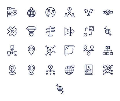 Routing Icon Repository containing 25 Regular Line 256x256 Grid Fitted graphics vector