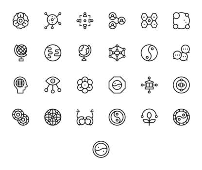 25 High Resolution Regular Line Icons for Interconnectedness with Pixel Optimized precision vector