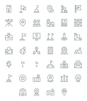Position Scalable Set featuring 40 Pixel Optimized Thin Line Retina Ready Icons vector