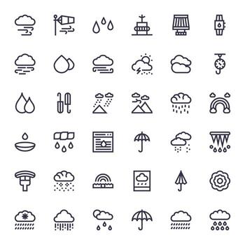 36 píxel optimizado negrita línea íconos diseñado para lluvia interfaz vector