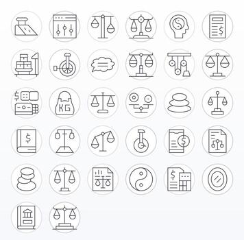 32 Thin Line Pixel Aligned Icons crafted for Balance Retina Ready applications vector