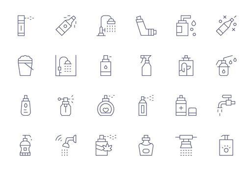 24 íconos para rociar optimizado en editable 256x256 Delgado línea resolución vector