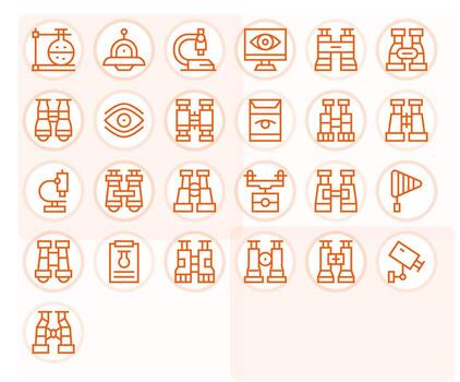 25 64x64 Icons for Observation in Editable Regular Line Format vector