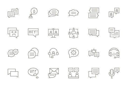 24 píxel Perfecto Delgado línea íconos diseñado para charla interfaz vector