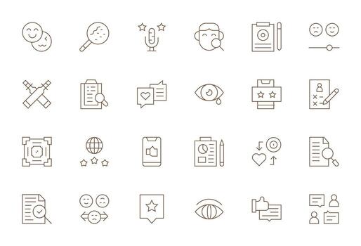 revisión icono arsenal con 24 alto resolución Delgado línea píxel optimizado diseños vector