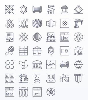 40 Thin Line Grid Fitted Designs for Framework Retina Ready Icons vector