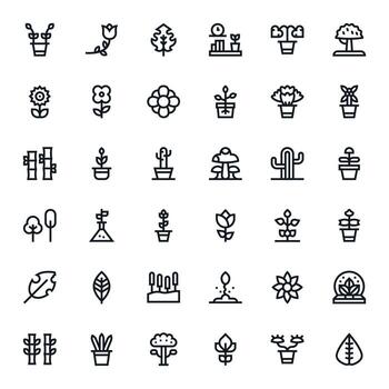 36 Bold Line Grid Fitted Icons tailored for Flora High Resolution interface vector