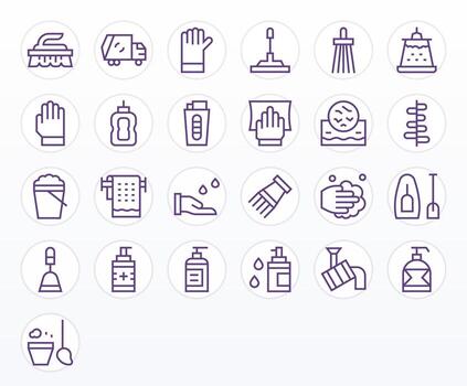 Sanitation Scalable Set featuring 25 Pixel Optimized Regular Line 256x256 Icons vector