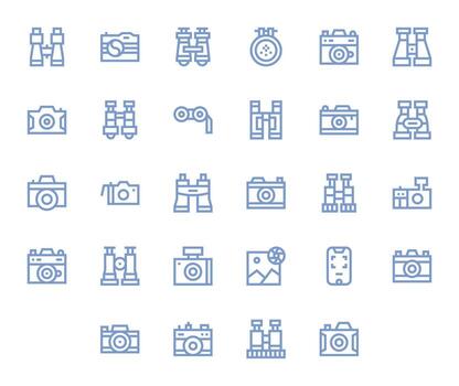 28 Display Perfect Icons themed around Viewfinder in 128x128 Bold Line format vector