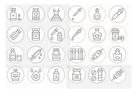 24 Thin Line Icons from Vial in 64x64 Display Perfect Quality vector