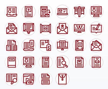 digital documento icono caja de herramientas presentando 28 monitor Perfecto alto resolución negrita línea elementos vector