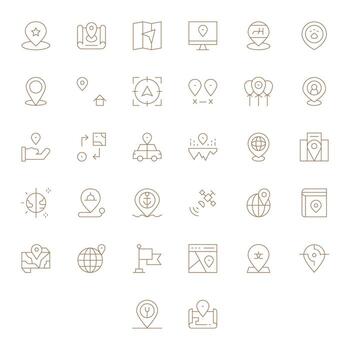 32 Thin Line Pixel Optimized Vectors for Gps Theme