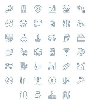 40 256x256 Pixel Optimized Icons for Plug in Thin Line Theme vector