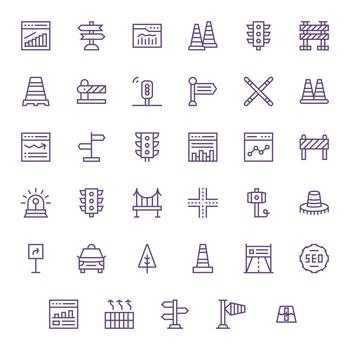 Traffic Professional Set with 35 Regular Line Grid Fitted High Resolution Icons vector