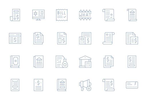 Statement Icon Set with 24 Thin Line 256x256 Pixel Optimized Graphics vector