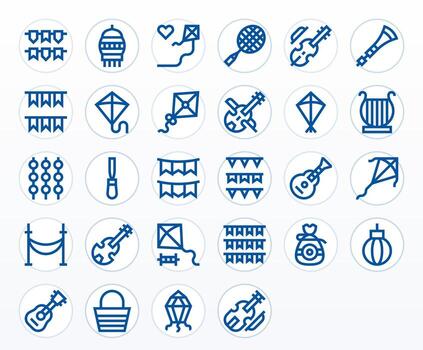 String Icon Set with 28 Bold Line 256x256 Detail Enhanced Graphics vector