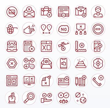 Reject Icon Library with 35 Regular Line High Resolution Pixel Optimized Designs vector