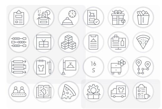 Delgado línea editable íconos desde orden conjunto con 24 alto resolución íconos vector