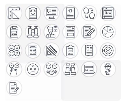 25 íconos inspirado por encuesta en píxel alineado 256x256 regular línea calidad vector