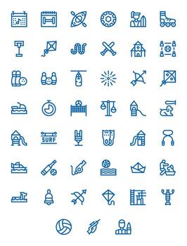 45 Bold Line Icons for Activity in crisp 128x128 Display Perfect resolution vector