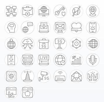 Internet moderno colección con 32 Delgado línea alto resolución editable íconos vector