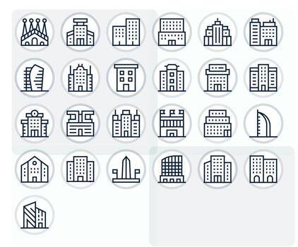 25 Regular Line Grid Fitted Icons tailored for Modern Architecture 256x256 interface vector