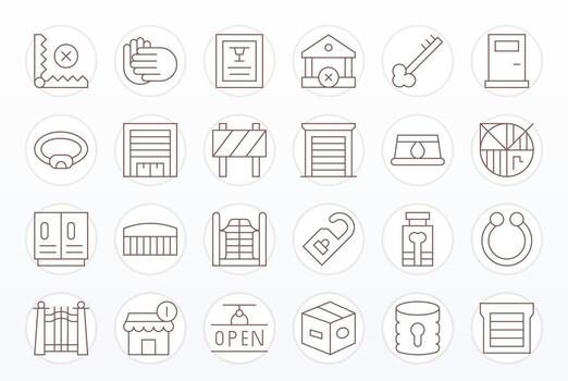 Closed Icon Toolkit featuring 24 Editable 64x64 Thin Line elements vector