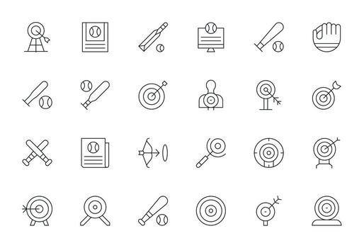 Hitting Essential Set including 24 Display Perfect Thin Line 256x256 Icons vector