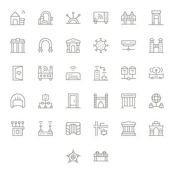 Gateway Icon Repository containing 32 Thin Line Retina Ready Editable graphics vector
