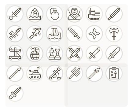 25 Grid Fitted Regular Line Icons designed for Attack Interface vector