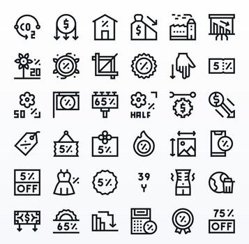 36 Bold Line Icons designed for Reduction in 256x256 Pixel Aligned format vector