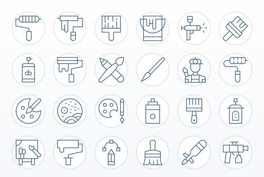 24 Pixel Aligned Thin Line Icons designed for Paint Interface vector