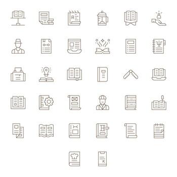 Manual Icon Set with 32 Thin Line Retina Ready PIXEL Perfect Graphics vector