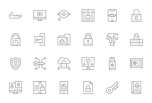 24 Thin Line Detail Enhanced Icons tailored for Password High Resolution interface vector