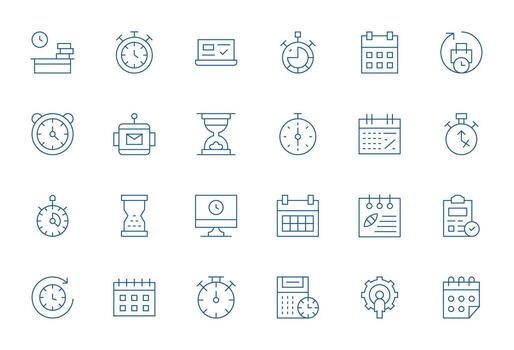 tarea administración presentando 24 256x256 íconos en Delgado línea diseño vector