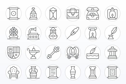 Antique Icon Toolkit featuring 24 Detail Enhanced High Resolution Thin Line elements vector