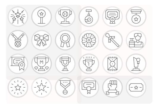 Accolade Icon Repository containing 24 Thin Line High Resolution Grid Fitted graphics vector