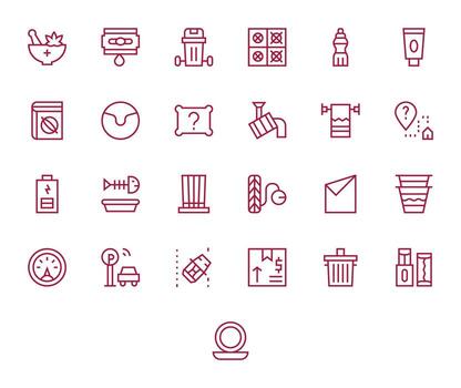 Empty Comprehensive Bundle with 25 Grid Fitted Regular Line 64x64 Icons vector