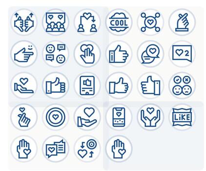 28 High Resolution Icons for Like in PIXEL Perfect Bold Line Format vector