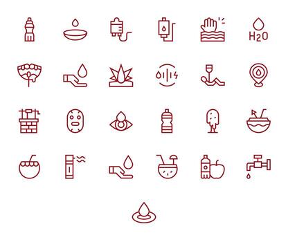 Hydration Icon Toolkit featuring 25 PIXEL Perfect 256x256 Regular Line elements vector