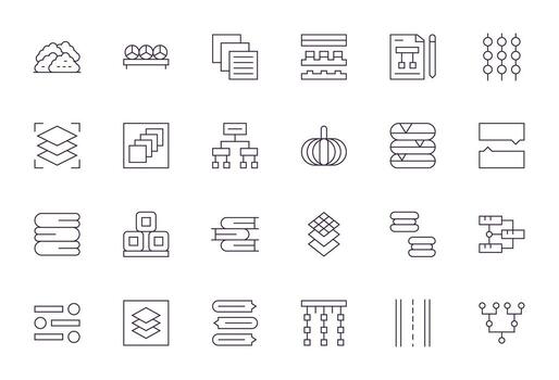 24 Icons for Grouping optimized in Pixel Aligned High Resolution Thin Line resolution vector