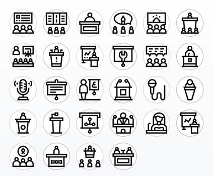 Lecture Icon Library with 28 Bold Line 256x256 Grid Fitted Designs vector